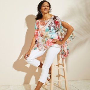 NWT Chico's Spring 2022 White PERFECT STRETCH Fringe-Hem Girlfriend Capri Jeans